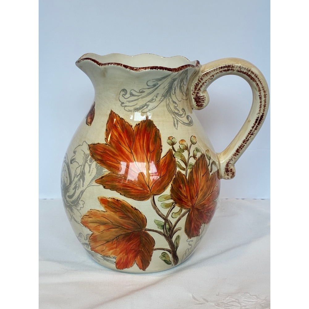 Maxcera Pitcher Autumn Leaves Acorns Rustic Farmhouse Fall Thanksgiving Cottage